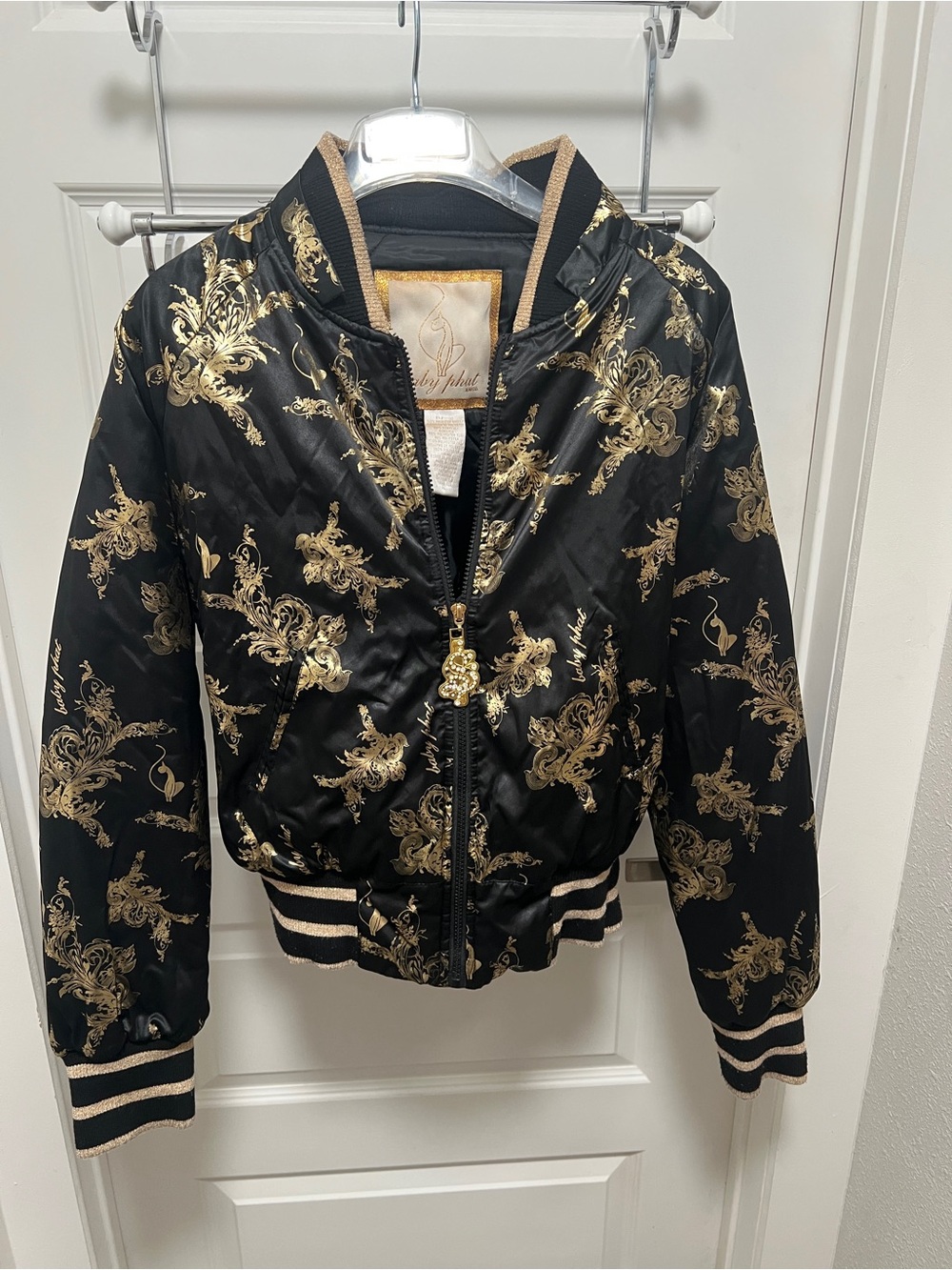 Vintage Baby Phat Black | Gold Bomber Puffer jacket